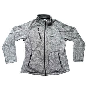 Ford Mustang Jacket Women L Gray Full Zip Fleece Embroidered Logo